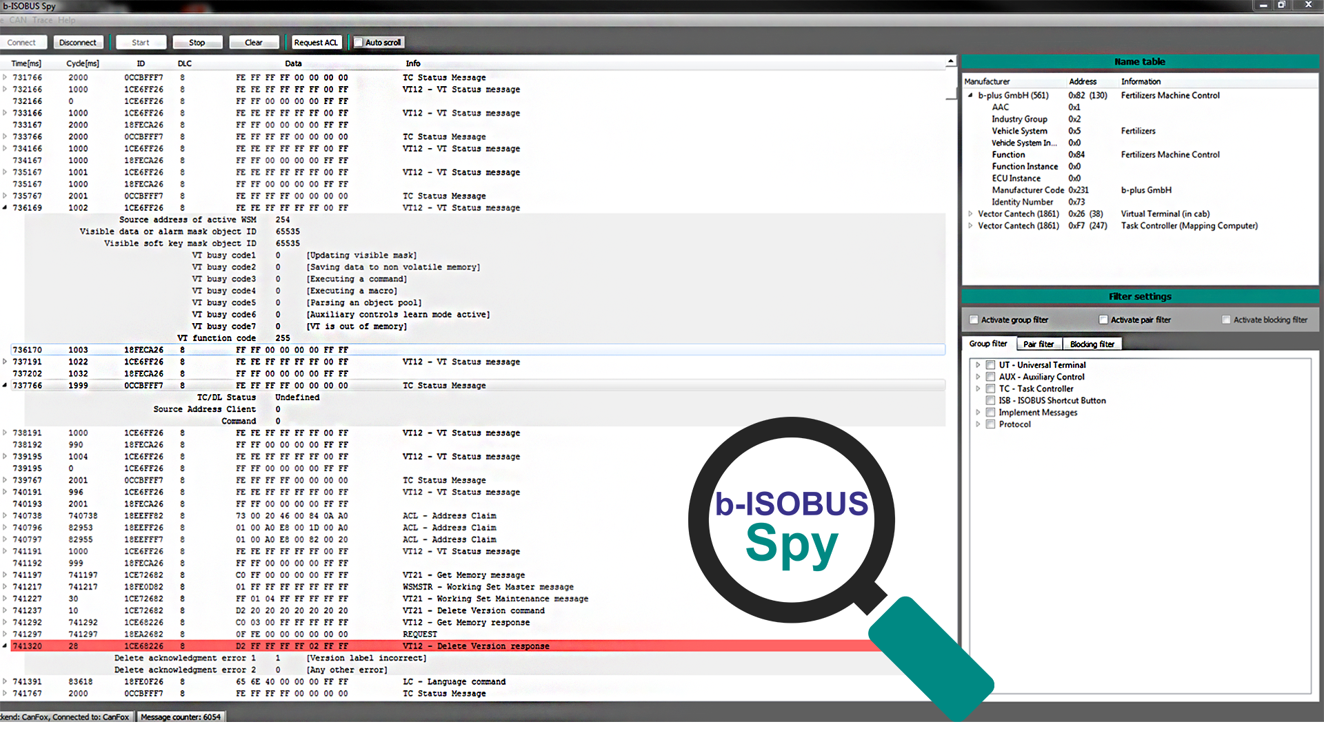 ISOBUS Netzwerkanalyse Tool b-ISOBUS Spy